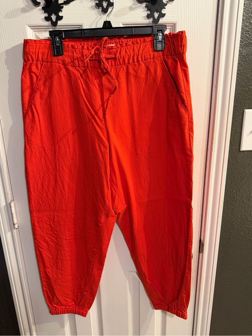 Orange Drawstring Casual Pants